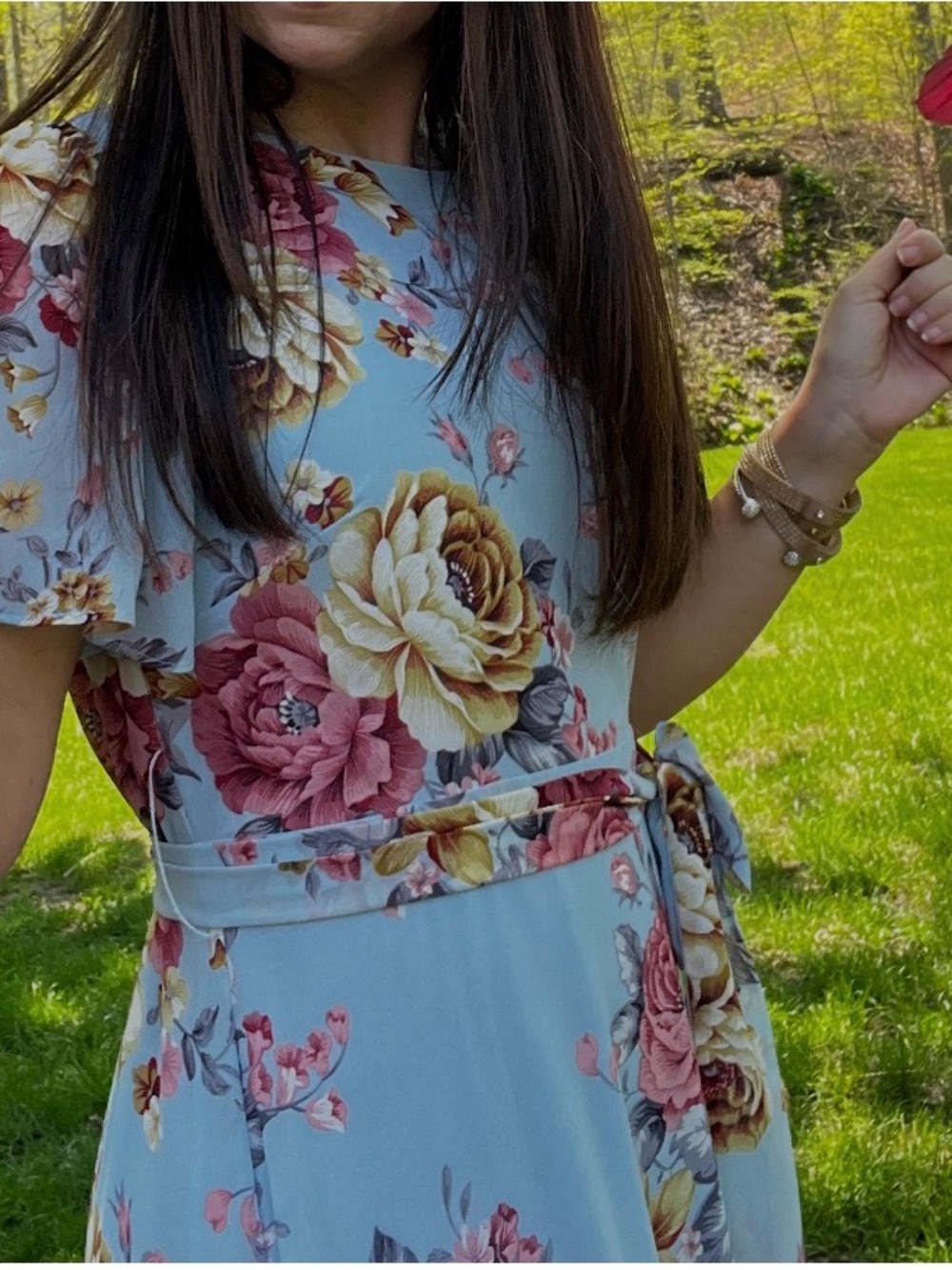 Baltic Born Light Blue Floral Split Maxi Dress